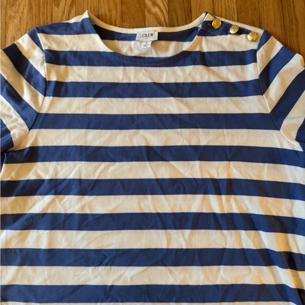 J.Crew Factory Short-Sleeve Striped Button-Shoulder Tee - Picture 5 of 5